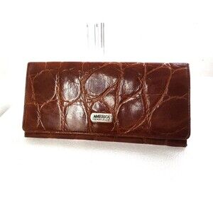 America Perry Ellis genuine leather brown Women wallet Cash Credit Compartments